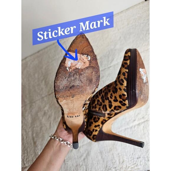 Boutique Leopard print leather fur surface 6.5 high ultra high heel boots w Zip. - Picture 7 of 16